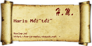 Haris Máté névjegykártya